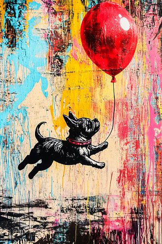 Chien volant avec ballon
