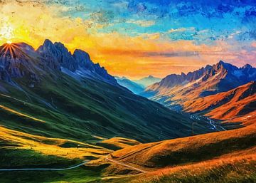 Zonsopgang boven de Cinque Torri Rots Italië 3 van MIROKKU