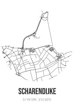 Scharendijke (Zeeland) | Carte | Noir et Blanc sur Rezona