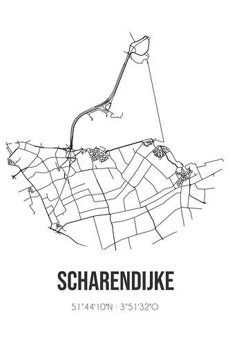 Scharendijke (Zeeland) | Karte | Schwarz und Weiß