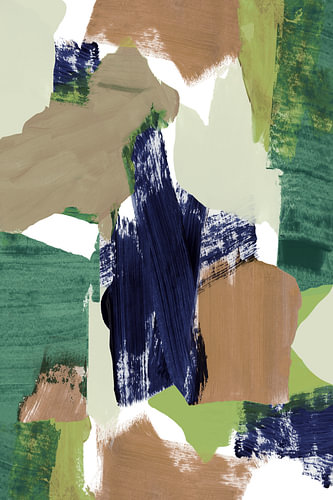 Aards, abstract schilderij met penseelstreken