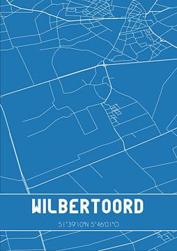 Blauwdruk | Landkaart | Wilbertoord (Noord-Brabant) van MijnStadsPoster