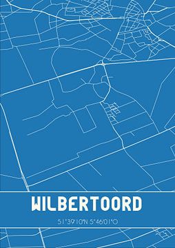 Blauwdruk | Landkaart | Wilbertoord (Noord-Brabant) van MijnStadsPoster