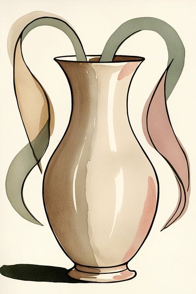 Abstracte vaas in zachte kleuren van Imperial Art House