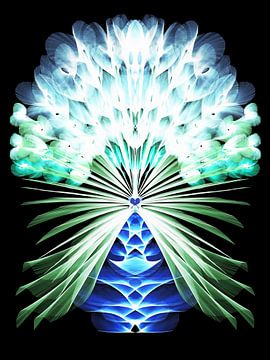 Veren Bloemen Neon Turquoise Boeket Night Vibes van Heidemarie Andrea Sattler
