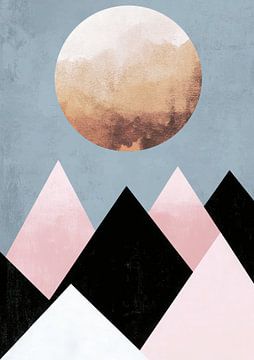 Pastel geometrische maan bergen van Niklas Maximilian