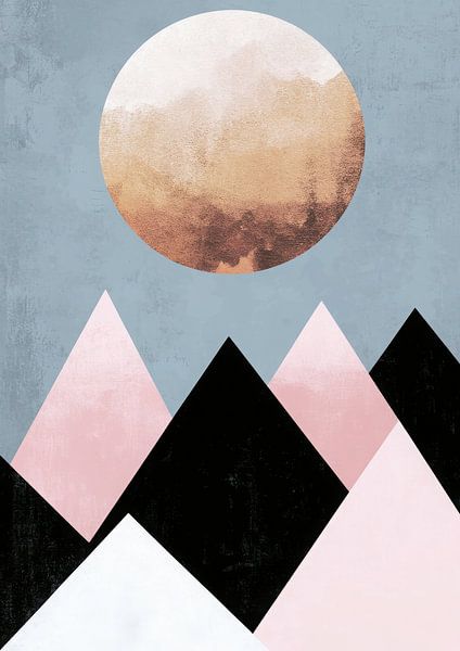 Pastel geometric moon mountains by Niklas Maximilian