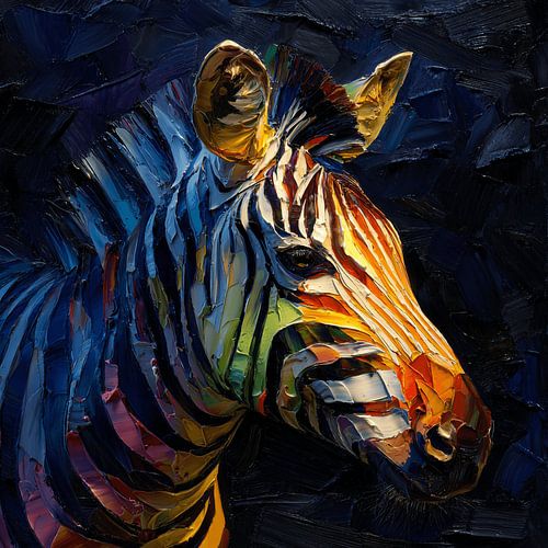 Ausdrucksstarkes Zebra-Porträt in Ölfarbe