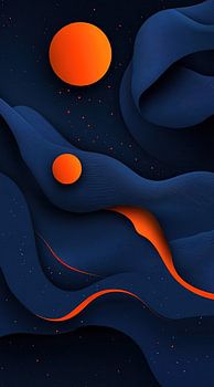 dunkelblau und orange