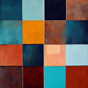 Horizon van Harmonie in aqua, blauw en bruin van Color Square