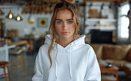 Femme avec un sweat à capuche au bureau