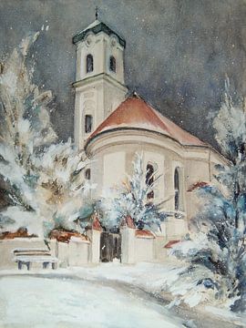 Winter in Beieren - Cuvillier kerk Asbach van Christine Nöhmeier