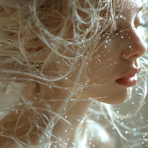 Des lignes organiques autour du profil d'une femme