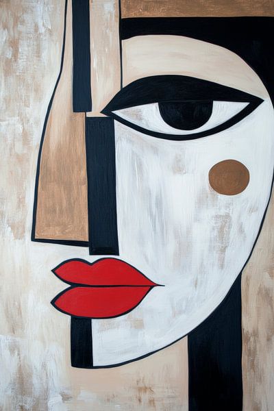 Abstract portret met geometrische vormen van Poster Art Shop