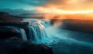 Magischer Wasserfall im Herbst