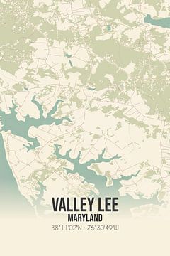Vintage landkaart van Valley Lee (Maryland), USA. van MijnStadsPoster
