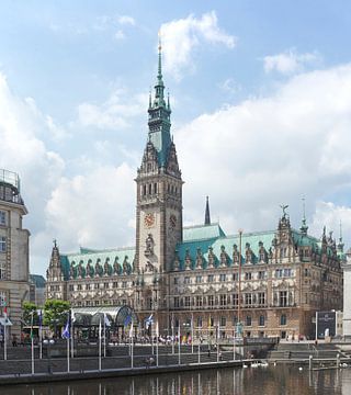 Hamburg Stadhuis, en Kleine Alster , Hamburg, Duitsland van Torsten Krüger