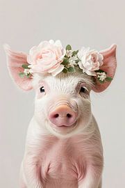 Blumenkranz Ferkel von Poster Art Shop