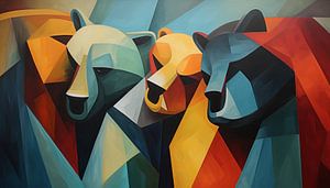Abstrakte Bären Kubismus Panorama von TheXclusive Art