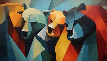 Abstract bears cubism panorama