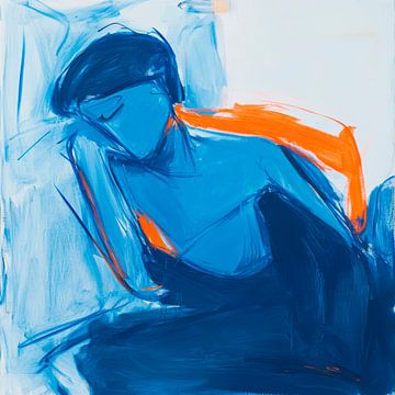 Slapen in blauw en oranje van Poster Art Shop