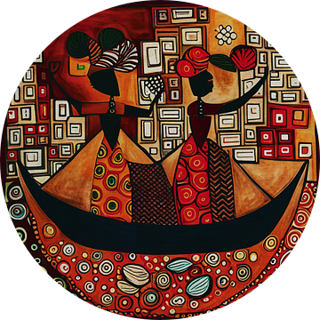 Expressionistisch schilderij van Afrikaanse vrouwen