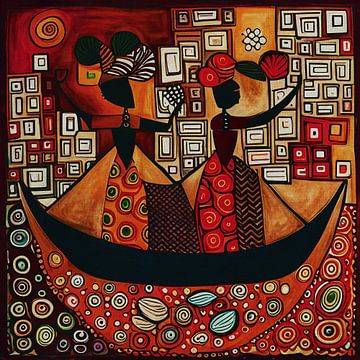 Expressionistisch schilderij van Afrikaanse vrouwen