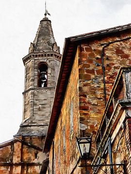 Blick auf den Glockenturm von Pienza von Dorothy Berry-Lound