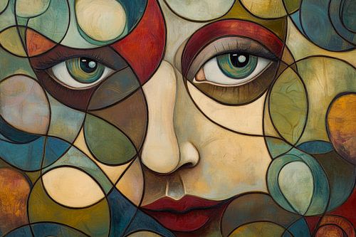 Abstract portret met kleurrijke vormen
