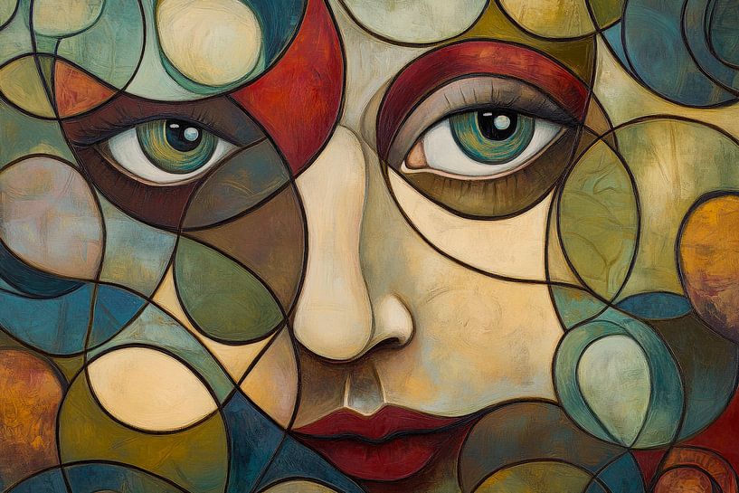 Abstraktes Porträt mit bunten Formen von Poster Art Shop