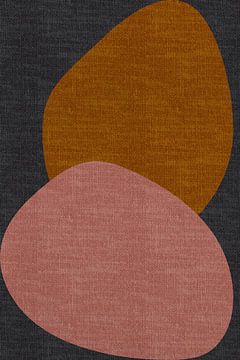 Moderne, abstrakte, geometrische, organische Retro-Formen in erdigen Farbtönen: grau, terra, rosa von Dina Dankers