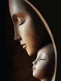 Moeder en kind muurkunst van Ramy Salah Hefny