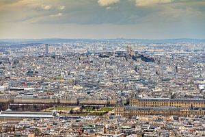 Blick über Paris mit dem Sacre Coeur und dem Louvre
