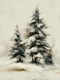 Forêt de pins enneigée
