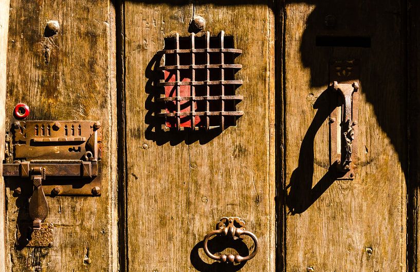 old wooden door with lock in the old town of Angers Loire France by Dieter Walther