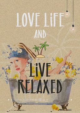 Meisje met de parel -Love Life and Live Relaxed van Gisela - Art for you