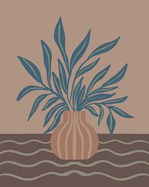 Modern Vase with Tropical Leaves by Angela Minca