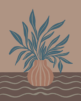 Modern Vase with Tropical Leaves