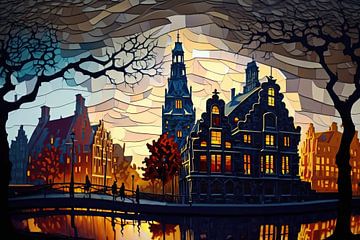 Avond in Amsterdam by ARTEO Paintings