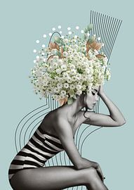 Blumenfrau mit Streifen von Postergirls