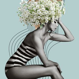 Blumenfrau mit Streifen von Postergirls