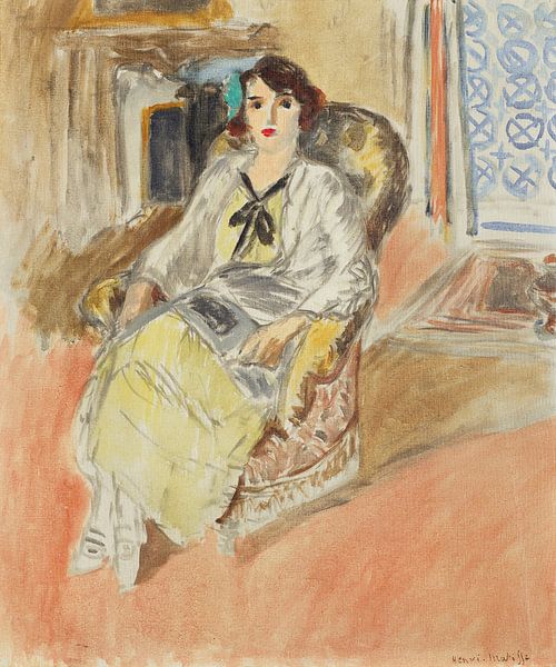 Jeune fille assise, robe jaune  by Masterful Masters