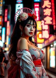 Japanische Geisha in der Stadt