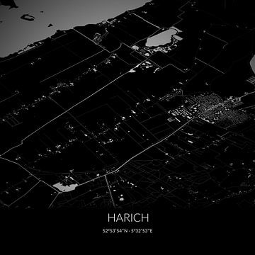 Black-and-white map of Harich, Fryslan. by Rezona