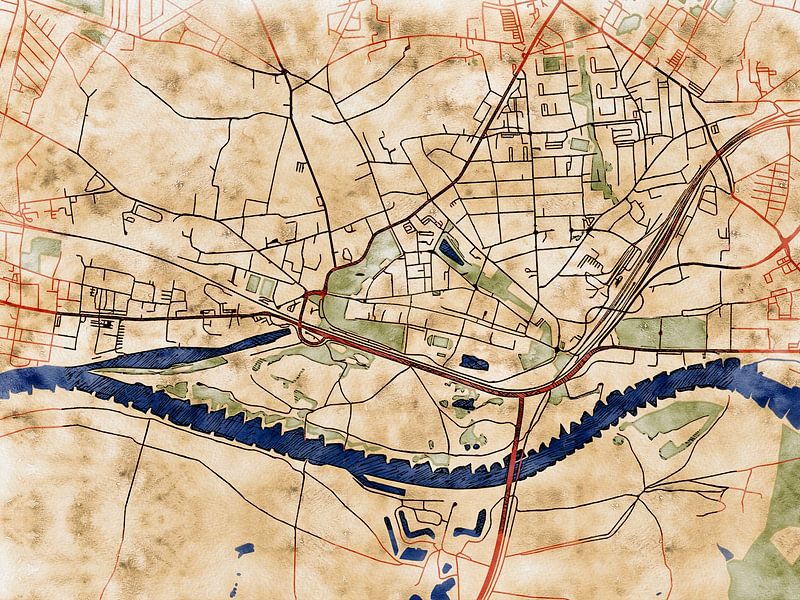 Kaart van Lutherstadt Wittenberg in de stijl 'Serene Summer' van Maporia