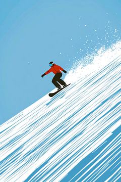 Snowboarden in verse sneeuw van Poster Art Shop