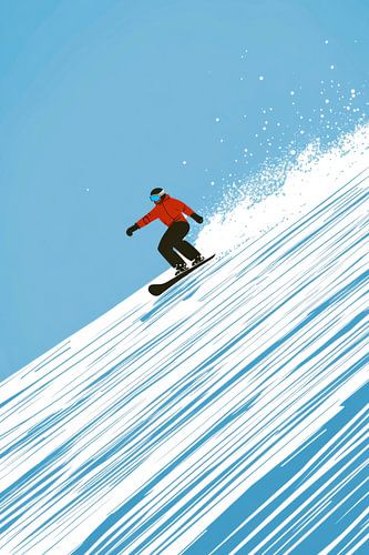 Snowboarden in verse sneeuw