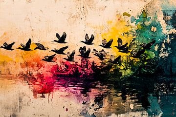 Vliegende vogels en reflecties van Imperial Art House