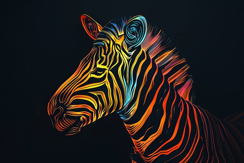 Zèbre néon abstrait avec motifs psychédéliques par Imperial Art House