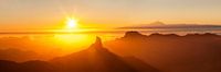 Roque Bentayga bij zonsondergang, Gran Canaria, Canarische Eilanden, Spanje